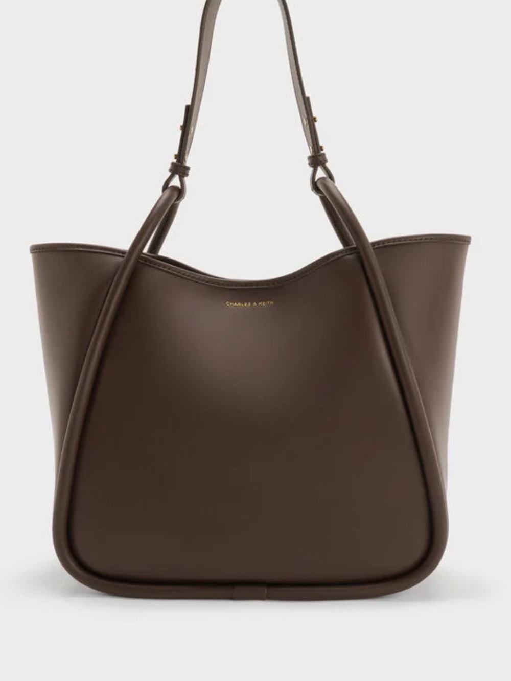 CHARLES & KEITH Lyla Tubular Slouchy Tote Bag - Espresso Brown - Like New - Picture 8 of 8